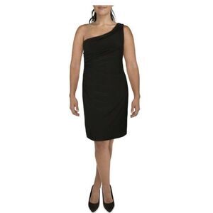 Xscape NWT Womens Black Drapey Midi Wedding Cocktail and Party Dress size 16